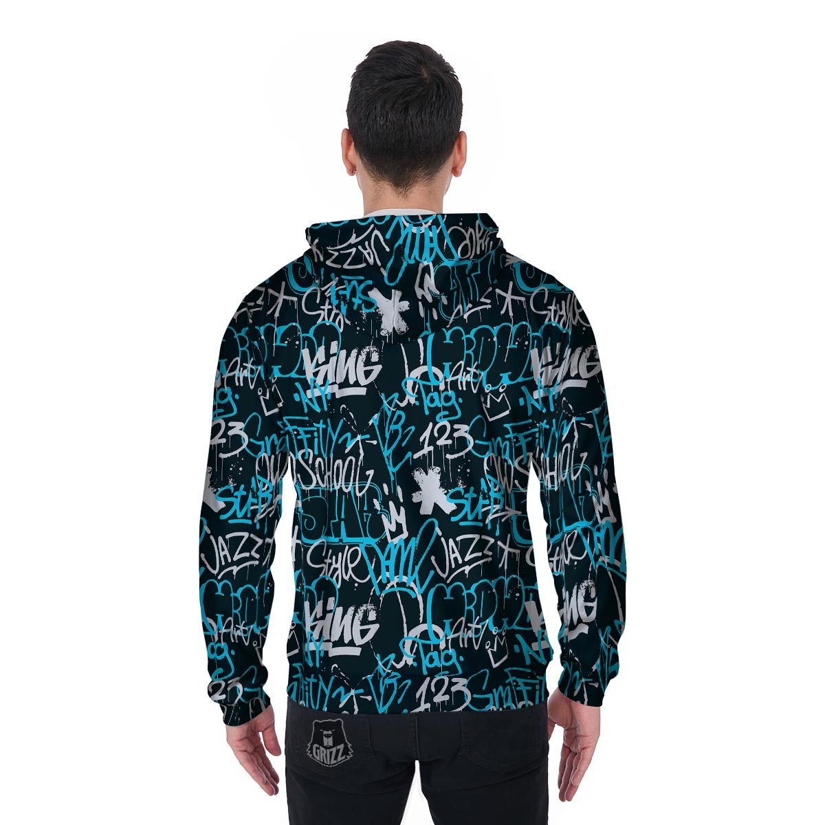Hiphop Airbrush Print Men's Zip Up Hoodie-grizzshop