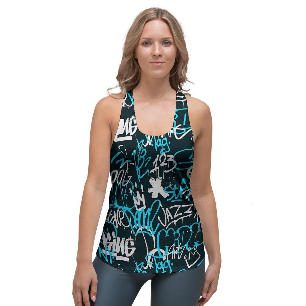 Hiphop Airbrush Print Women's Racerback Tank Top-grizzshop