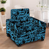 Hiphop Graffiti Blue Text Print Armchair Cover-grizzshop