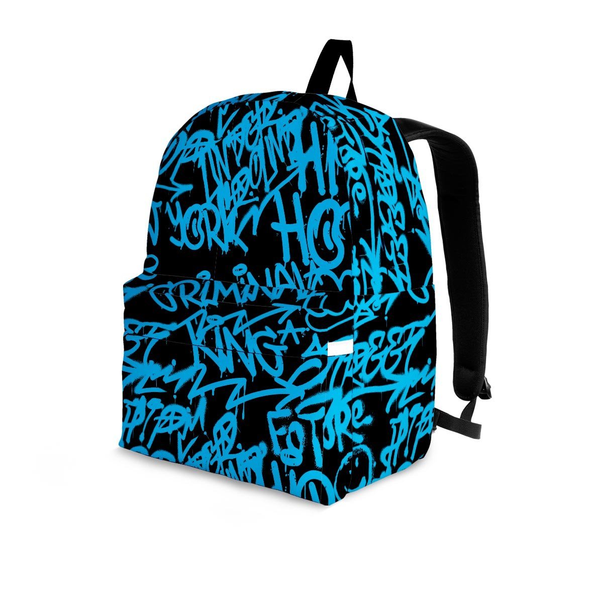 Hiphop Graffiti Blue Text Print Backpack-grizzshop