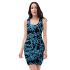 Hiphop Graffiti Blue Text Print Bodycon Dress-grizzshop