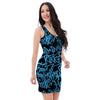 Hiphop Graffiti Blue Text Print Bodycon Dress-grizzshop