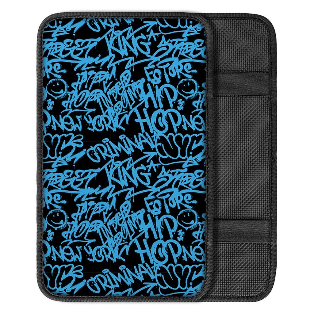 Hiphop Graffiti Blue Text Print Car Console Cover-grizzshop