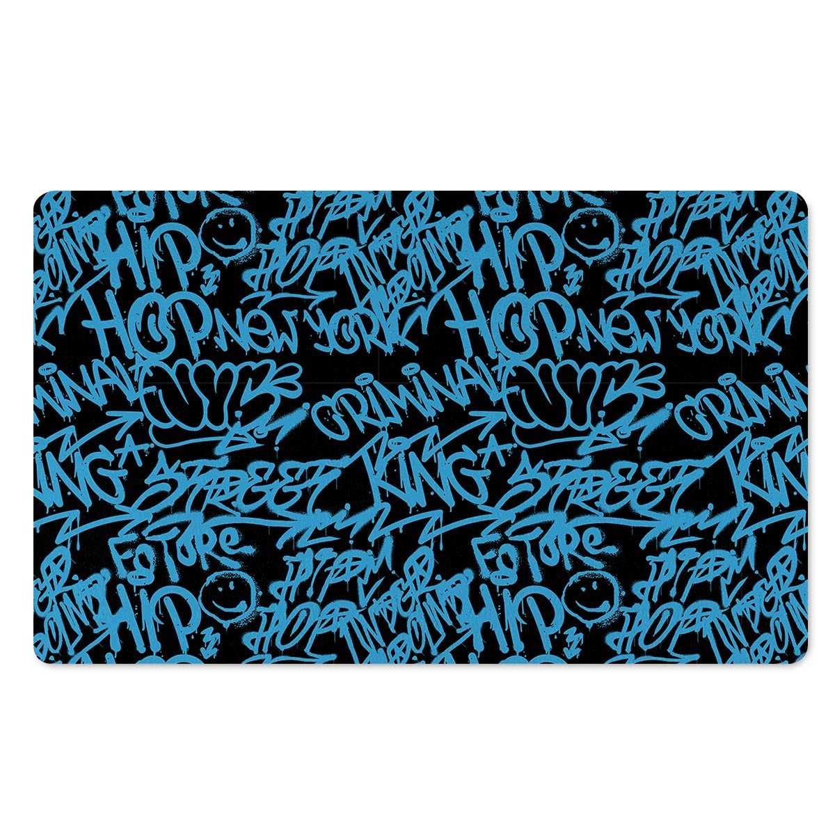 Hiphop Graffiti Blue Text Print Door Mat-grizzshop