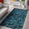 Hiphop Graffiti Blue Text Print Floor Mat-grizzshop