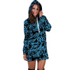 Hiphop Graffiti Blue Text Print Hoodie Dress-grizzshop