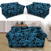 Hiphop Graffiti Blue Text Print Loveseat Cover-grizzshop