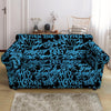 Hiphop Graffiti Blue Text Print Loveseat Cover-grizzshop