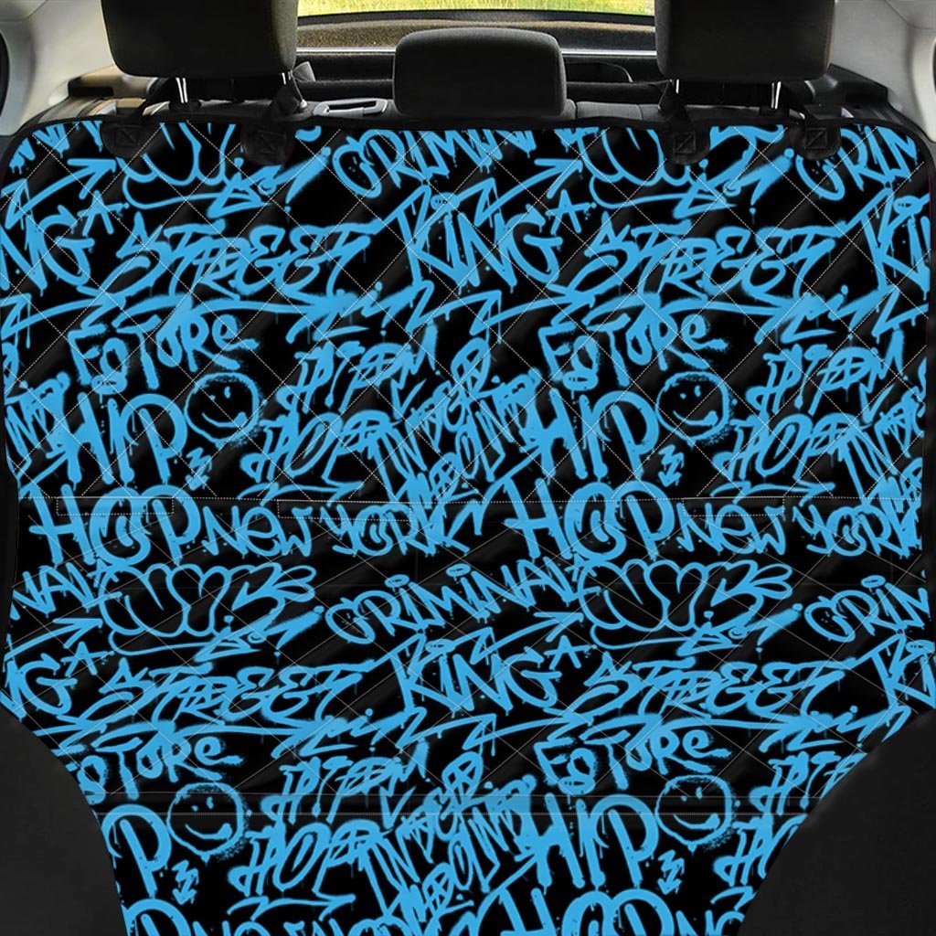 Hiphop Graffiti Blue Text Print Pet Car Seat Cover-grizzshop