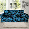 Hiphop Graffiti Blue Text Print Sofa Cover-grizzshop