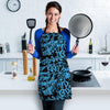 Hiphop Graffiti Blue Text Print Women's Apron-grizzshop