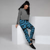 Hiphop Graffiti Blue Text Print Women's Joggers-grizzshop