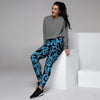 Hiphop Graffiti Blue Text Print Women's Joggers-grizzshop