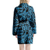 Hiphop Graffiti Blue Text Print Women's Robe-grizzshop