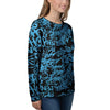 Hiphop Graffiti Blue Text Print Women's Sweatshirt-grizzshop