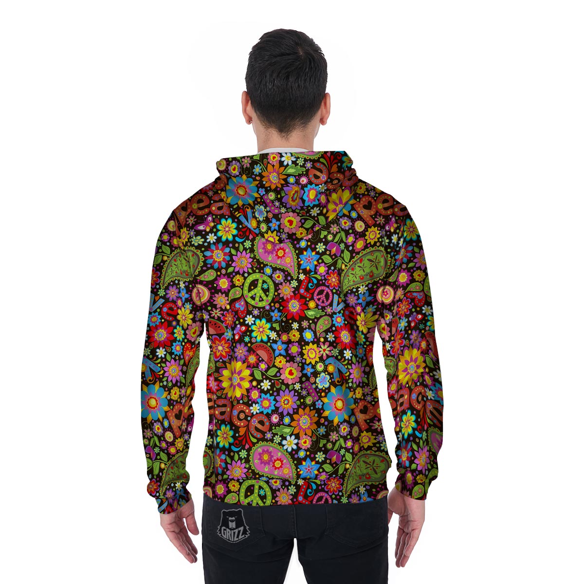 Hippe Peace Men's Zip Up Hoodie-grizzshop