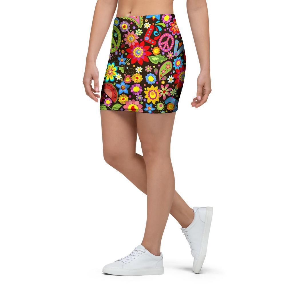 Hippe Peace Mini Skirt-grizzshop