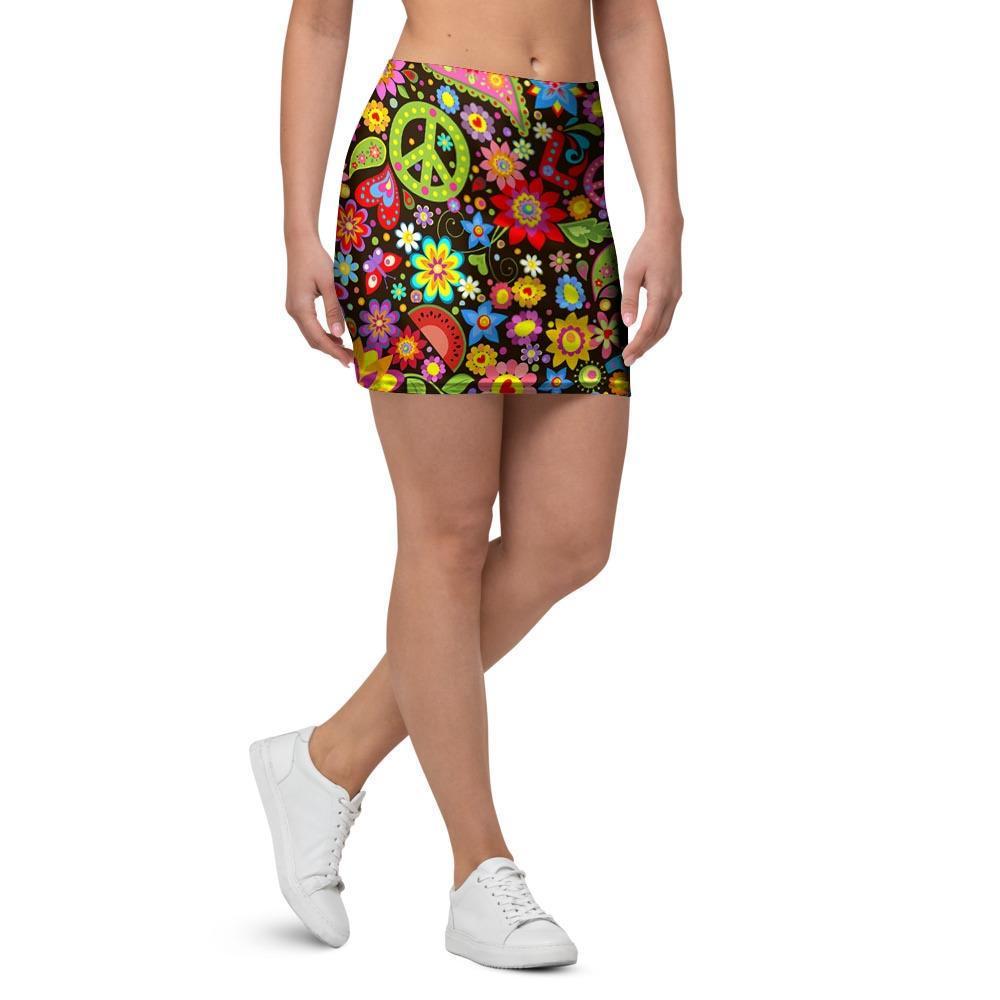 Hippe Peace Mini Skirt-grizzshop