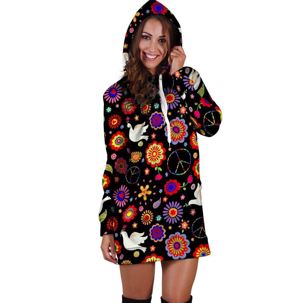 Hippie And Drove Hoodie Dress-grizzshop