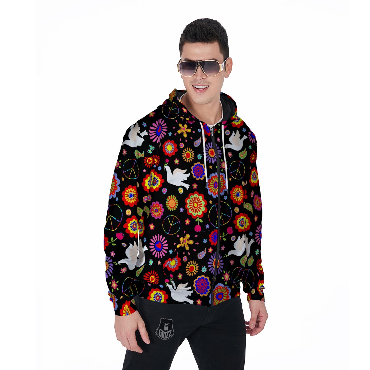 Hippie And Drove Men's Zip Up Hoodie-grizzshop