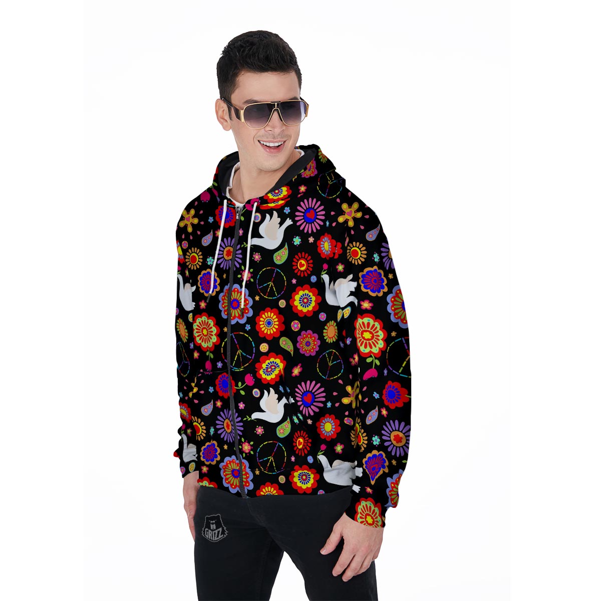 Hippie And Drove Men's Zip Up Hoodie-grizzshop