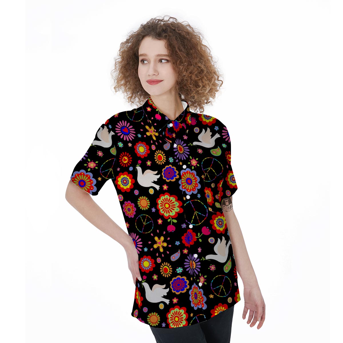 Hippie And Drove Women's Short Sleeve Shirts-grizzshop