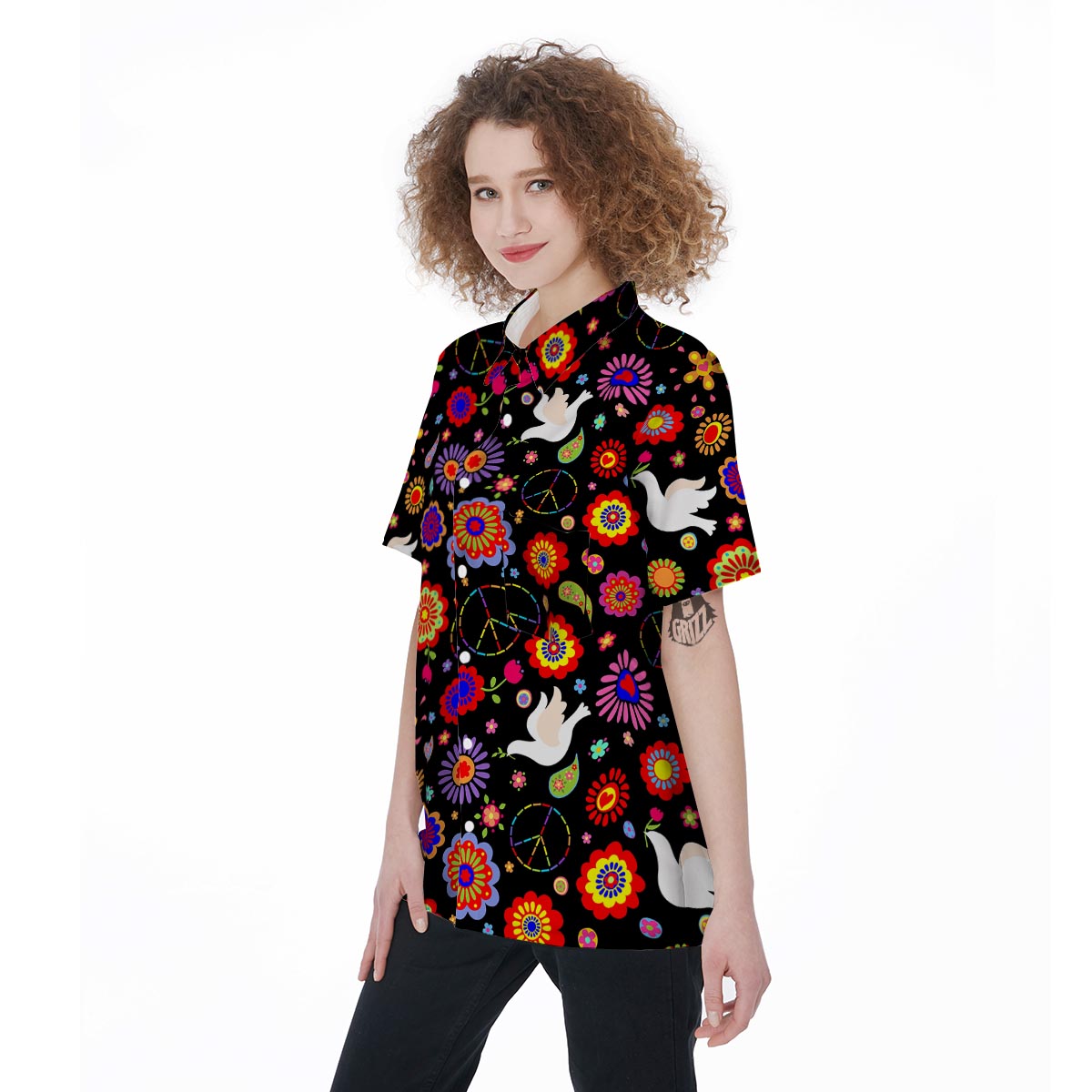 Hippie And Drove Women's Short Sleeve Shirts-grizzshop