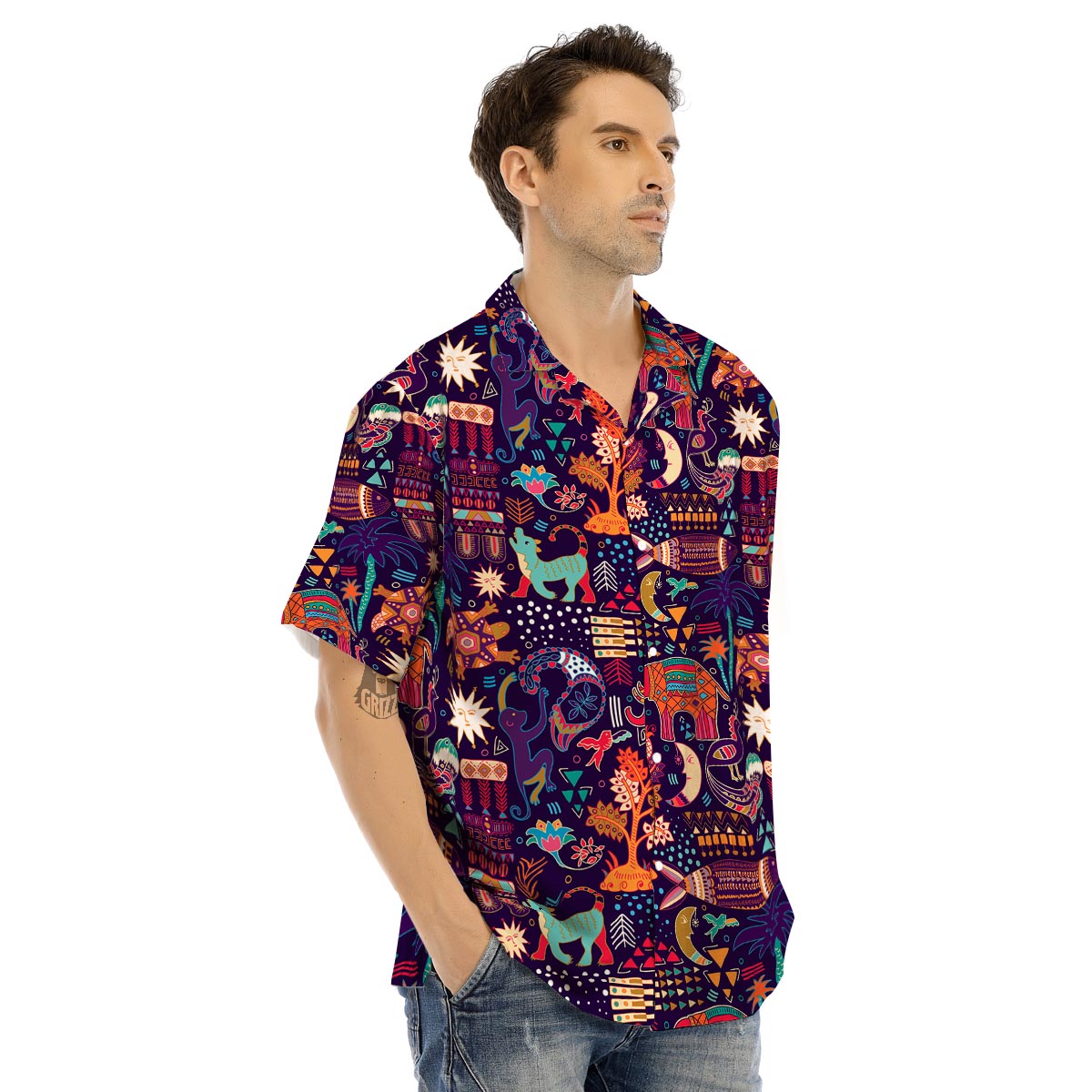 Hippie Aztec Men’s Hawaiian Shirt-grizzshop