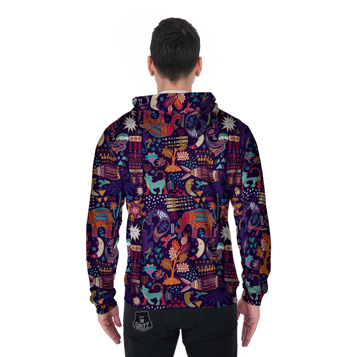 Hippie Aztec Men's Zip Up Hoodie-grizzshop