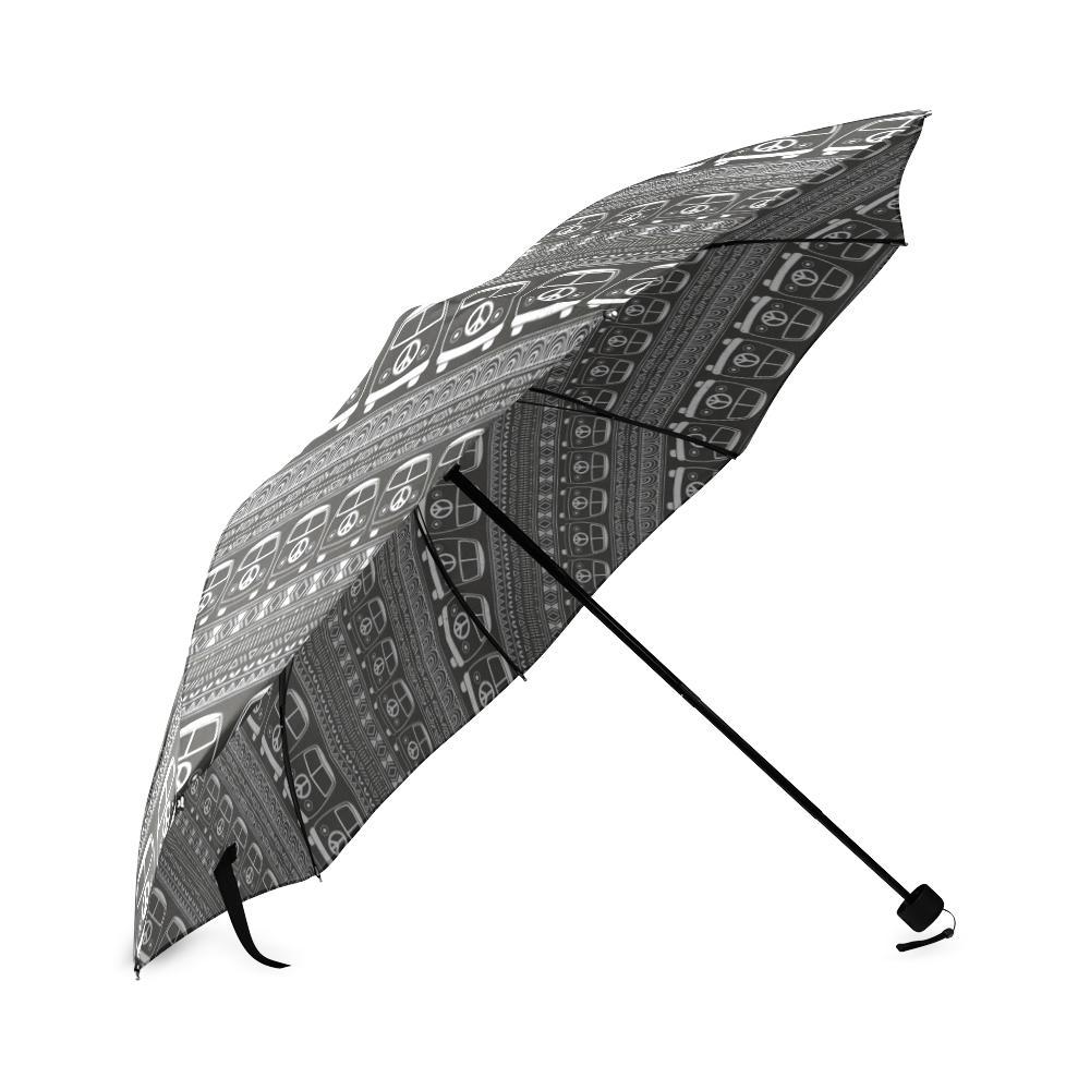 Hippie Aztec Van Peace Sign Pattern Print Foldable Umbrella-grizzshop