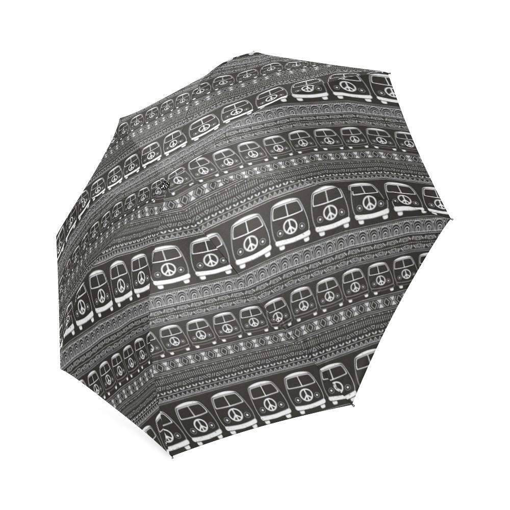 Hippie Aztec Van Peace Sign Pattern Print Foldable Umbrella-grizzshop