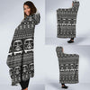 Hippie Aztec Van Peace Sign Pattern Print Hooded Blanket-grizzshop