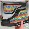 Hippie Drawing Psychedelic Wave Print Pattern Black High Top Shoes-grizzshop