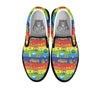 Hippie Drawing Psychedelic Wave Print Pattern Black Slip On Shoes-grizzshop