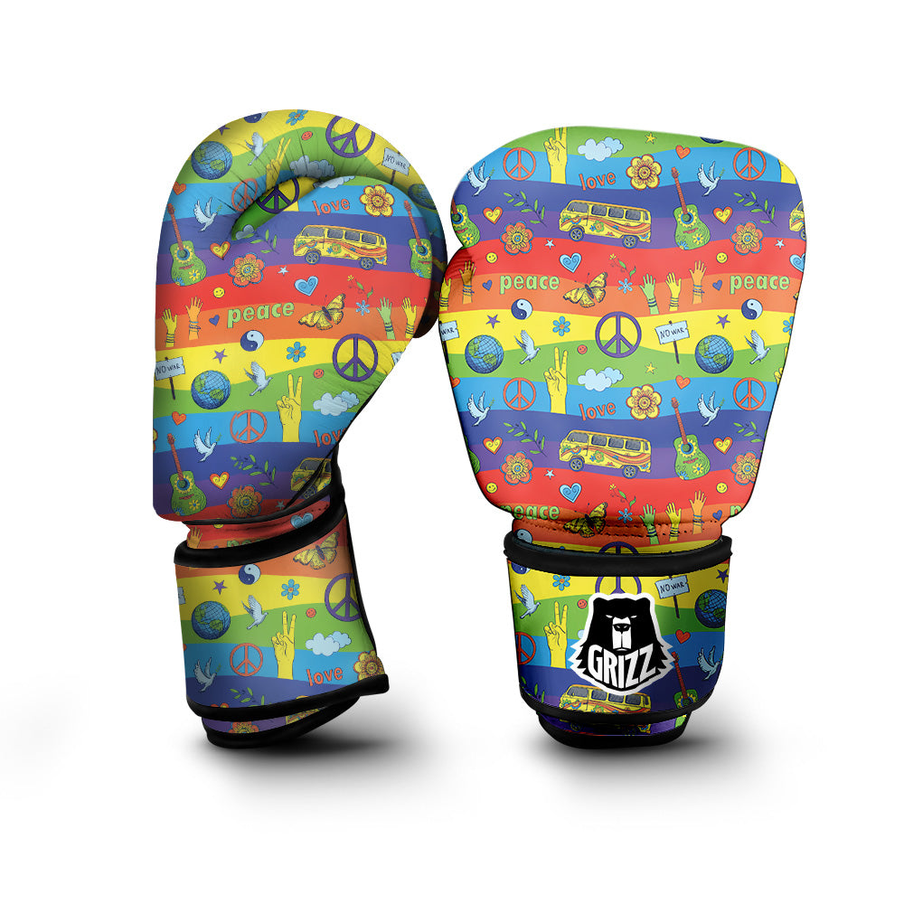 Hippie Drawing Psychedelic Wave Print Pattern Boxing Gloves-grizzshop