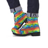 Hippie Drawing Psychedelic Wave Print Pattern Leather Boots-grizzshop