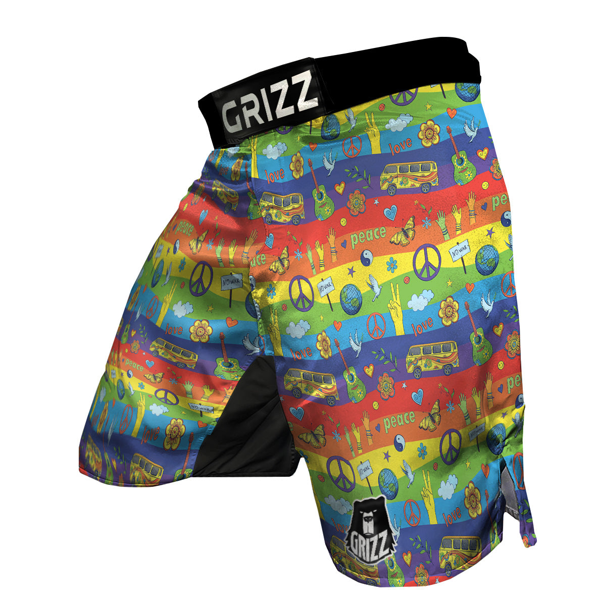 Hippie Drawing Psychedelic Wave Print Pattern MMA Shorts-grizzshop