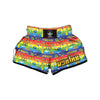 Hippie Drawing Psychedelic Wave Print Pattern Muay Thai Boxing Shorts-grizzshop