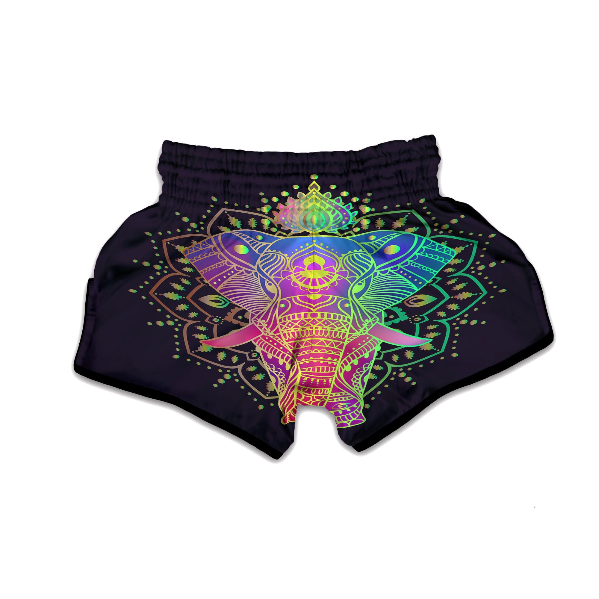 Hippie Elephant Indian Boho Print Muay Thai Boxing Shorts-grizzshop