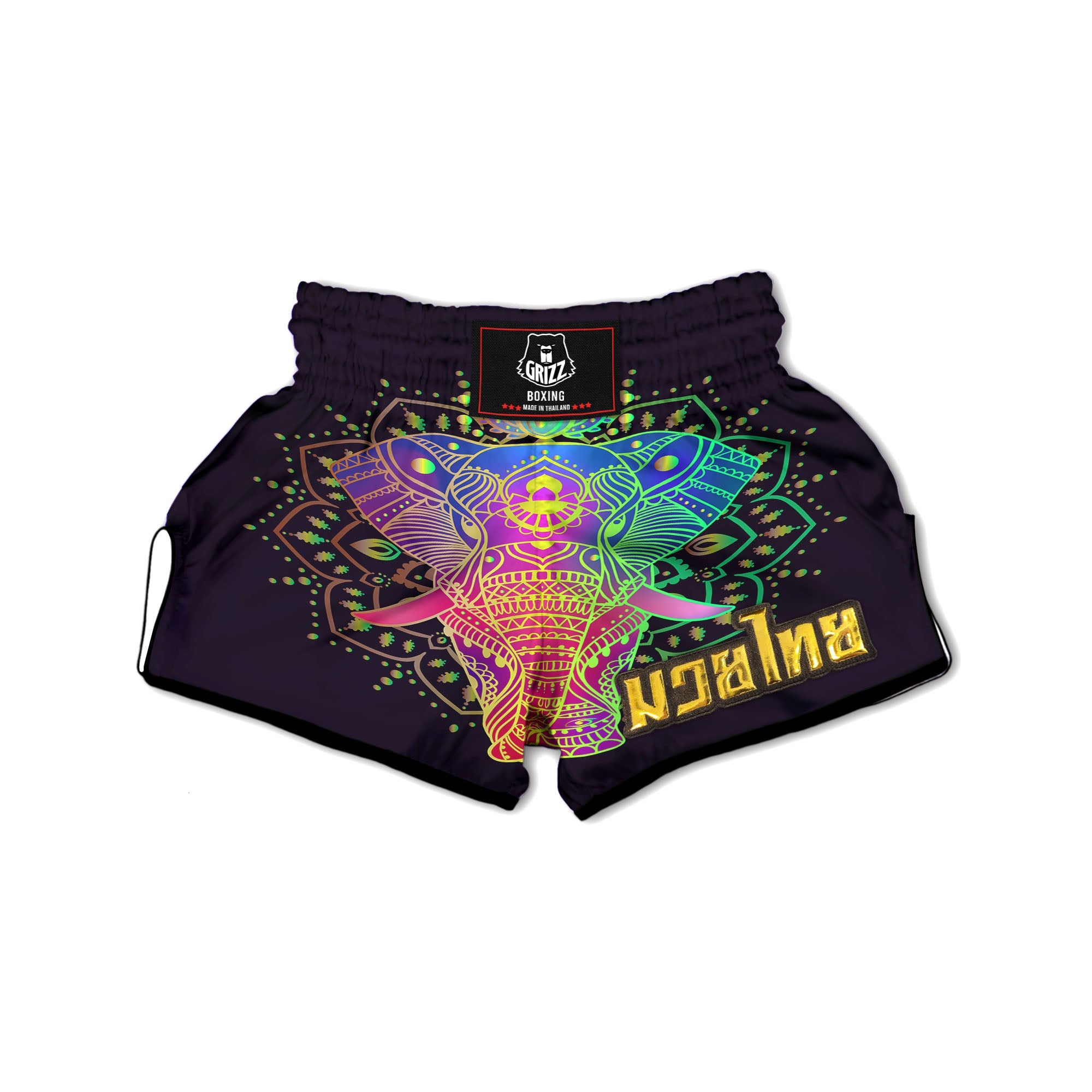 Hippie Elephant Indian Boho Print Muay Thai Boxing Shorts-grizzshop