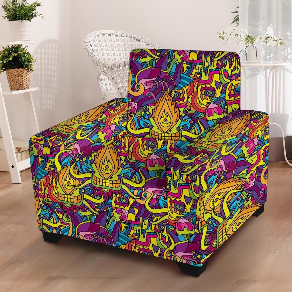 Hippie Flame Psychedelic Trippy Armchair Cover-grizzshop