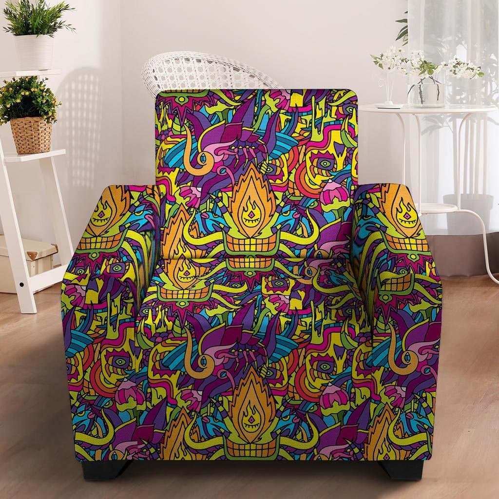 Hippie Flame Psychedelic Trippy Armchair Cover-grizzshop