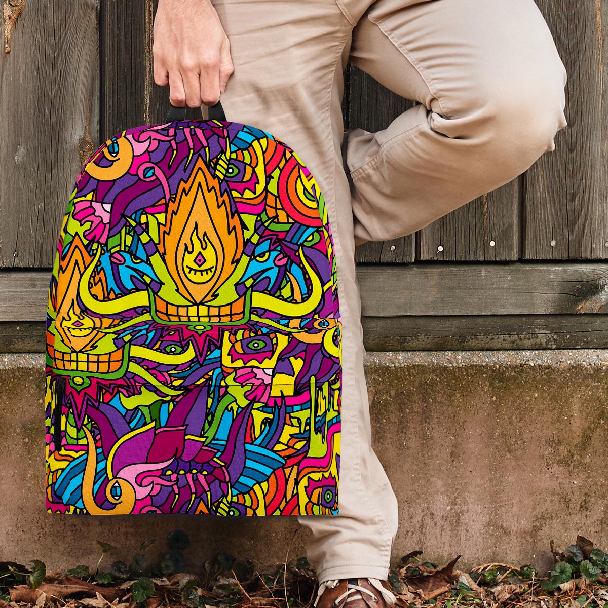 Hippie Flame Psychedelic Trippy Backpack-grizzshop