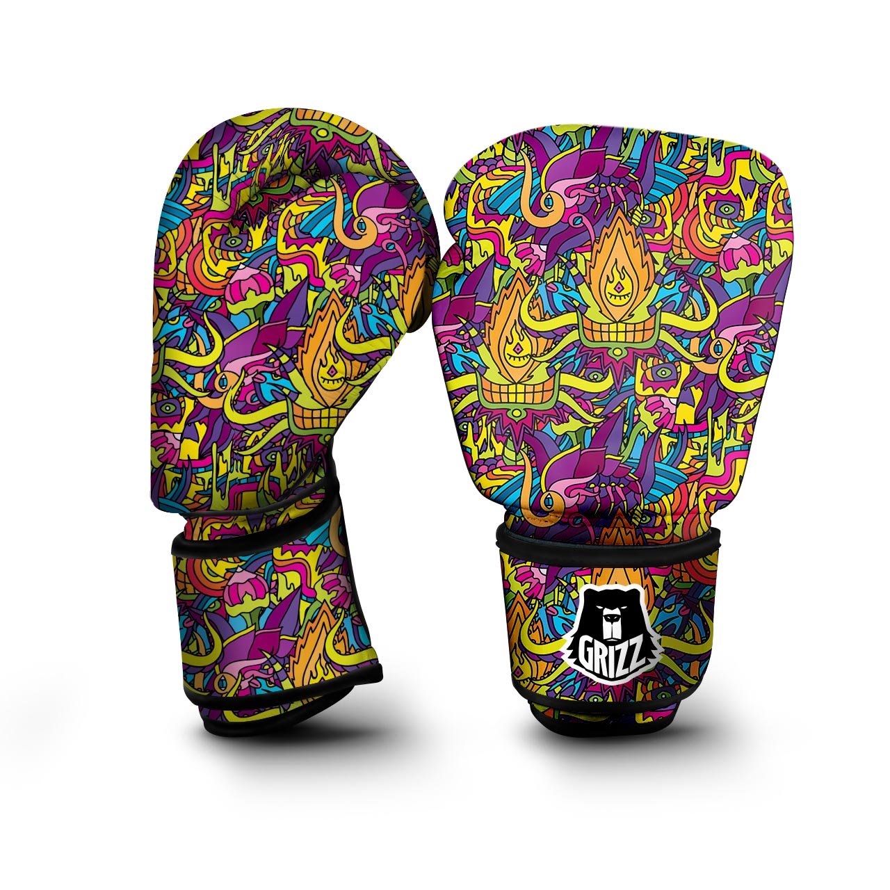 Hippie Flame Psychedelic Trippy Boxing Gloves-grizzshop