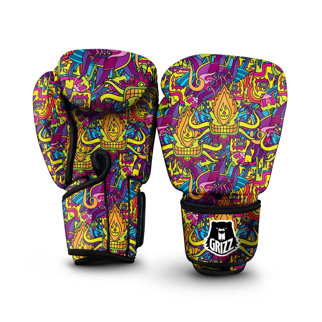 Hippie Flame Psychedelic Trippy Boxing Gloves-grizzshop