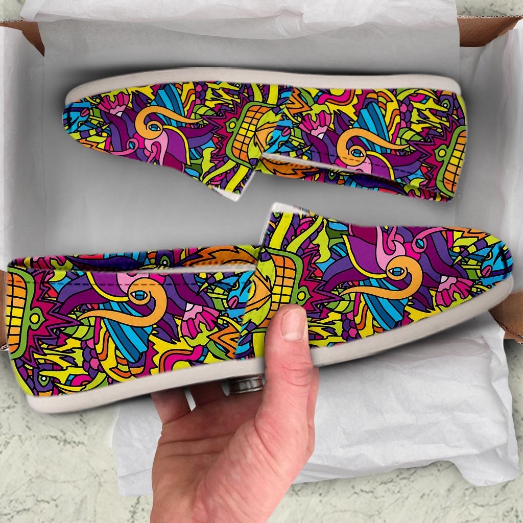 Hippie Flame Psychedelic Trippy Canvas Shoes-grizzshop