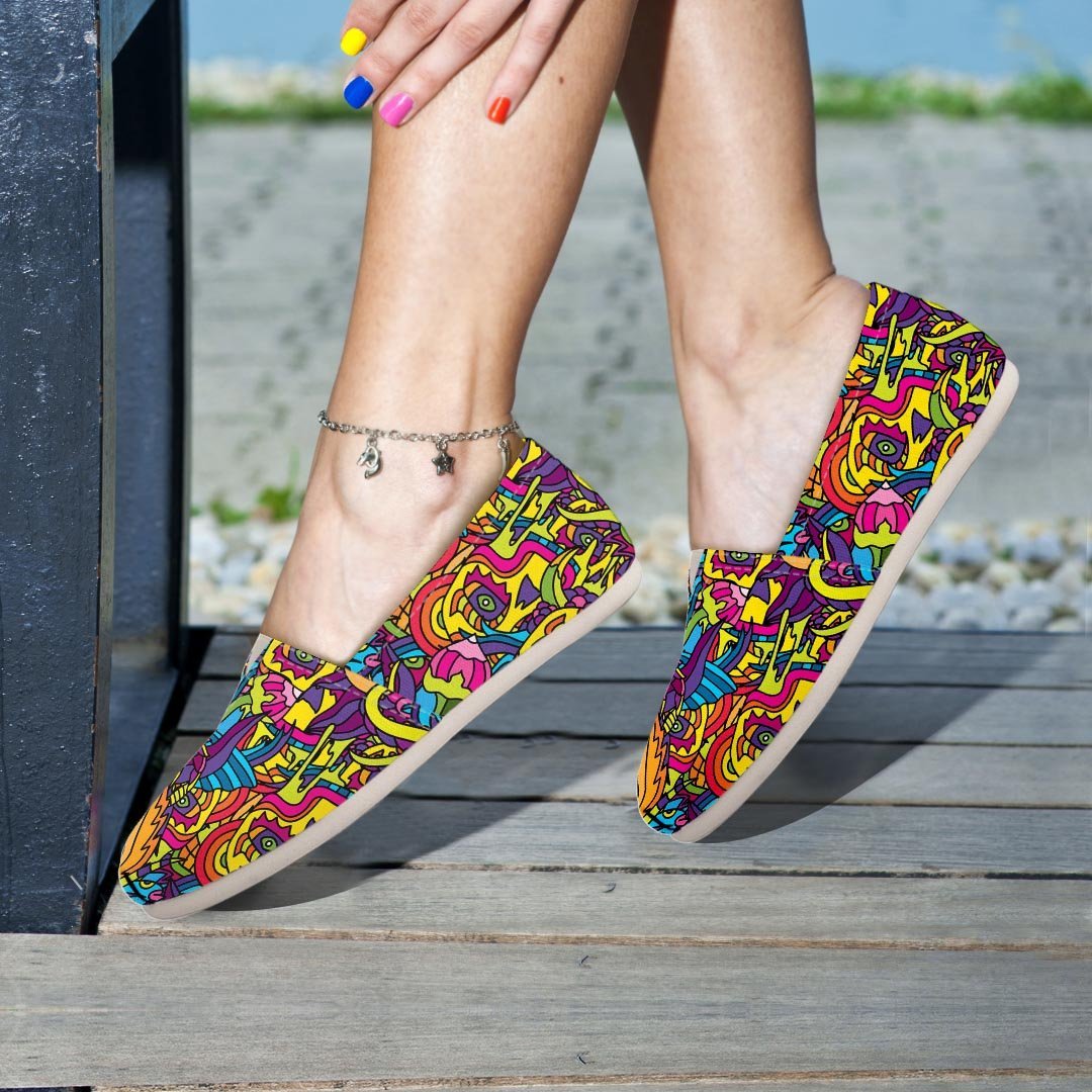 Hippie Flame Psychedelic Trippy Canvas Shoes-grizzshop