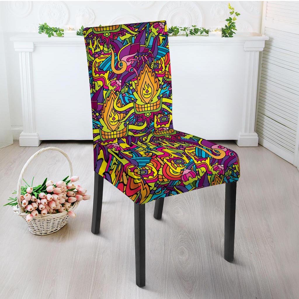 Hippie Flame Psychedelic Trippy Chair Cover-grizzshop