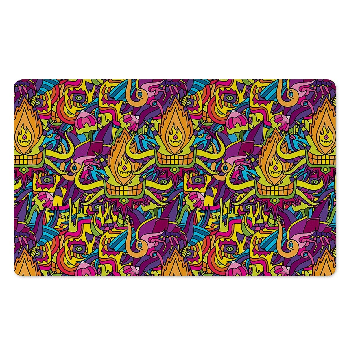 Hippie Flame Psychedelic Trippy Door Mat-grizzshop