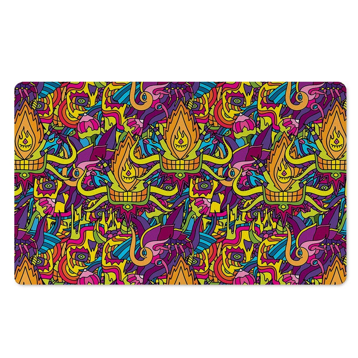 Hippie Flame Psychedelic Trippy Door Mat-grizzshop